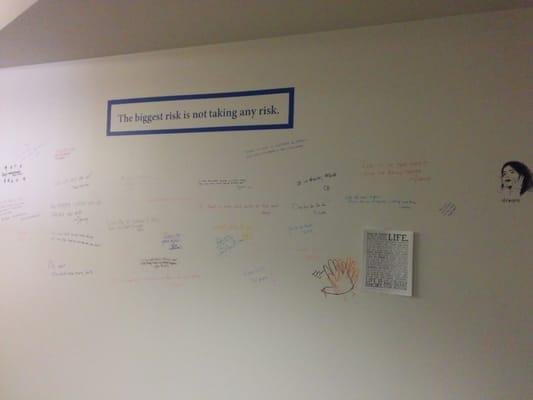 Third floor wall at Wiley. People were able to express themselves through quotes and drawings!