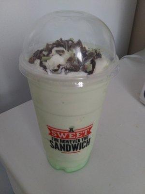 Mint Shake with crushed Andes candies, Yum!