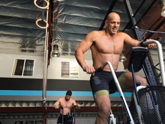 Masters Games Competitor Ron Ortiz burning cals on the Airdyne