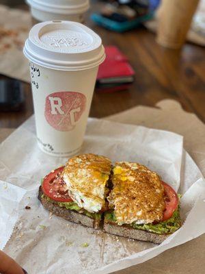 Hot Gabby and avocado toast with egg