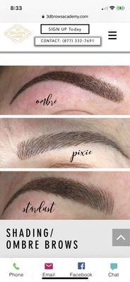 Example of combo brows using hairstroke microblading and ombré powder technique using hand tools methods.