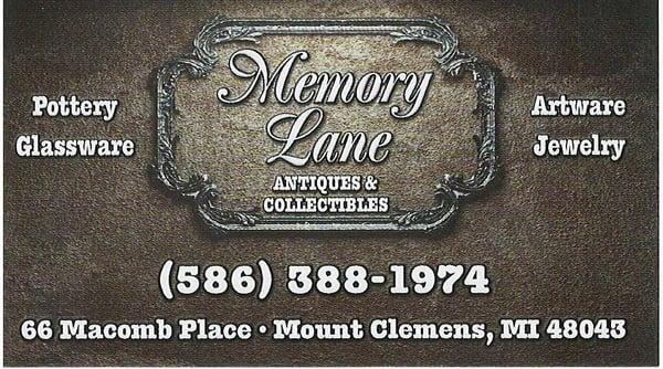 Business Card - Memory Lane Antiques & Collectibles