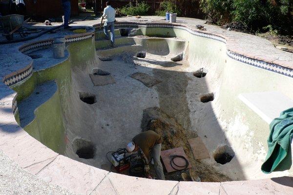 Leveling a pool.