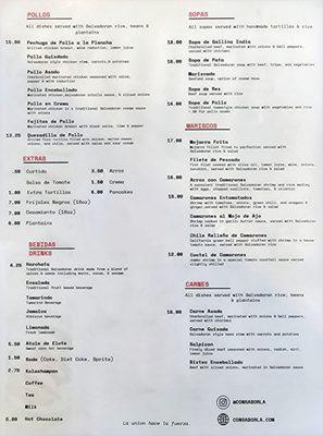 menu