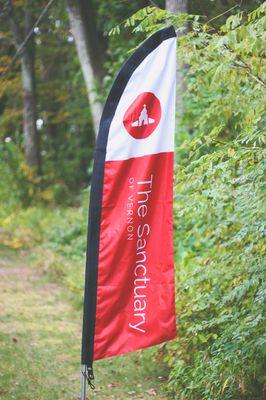 When you're driving on Sunday you'll see these bright red flags to let you know where to drive in.