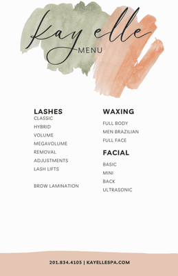 We offer a variety of services, which include facials, waxing, and lash services.