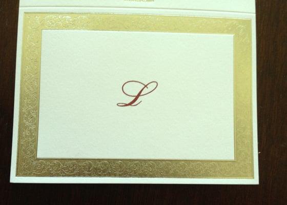 front flap of thank you card