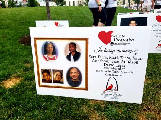 Walk to Remember sign from the TCF Annual conference.