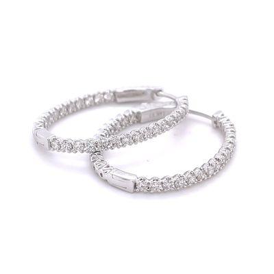 Inside and outside Diamond oval hoop earrings