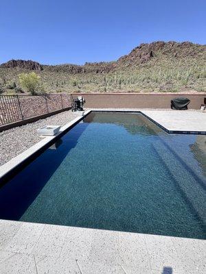 Crystal clear Natural swimming pool with BioNova BF4 biofilm biological filtration system in Tucson, AZ