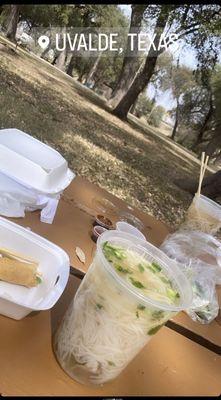 Eating Pho at the Memorial Park