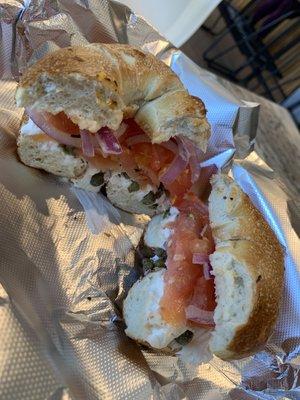 Smoked Salmon Bagel Sandwich!