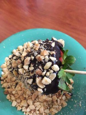 Chocolate covered strawberries with peanuts