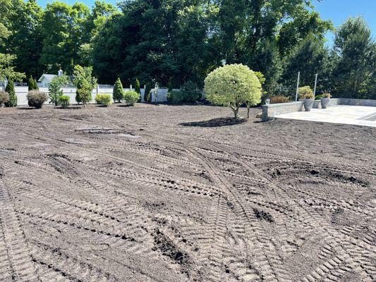 Donna needed her backyard regraded, to alleviate the water buildup. She has the lowest house on the block.