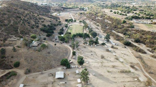 Drone shot of the western part of the property.