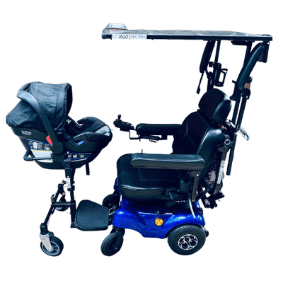 Car seat attachment for electric wheelchair