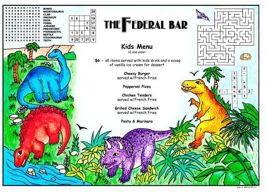 Restaurant Placemats Kid's Menus