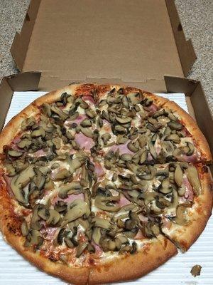 Ham and xtra mushroom. Devine. This was Delivered!