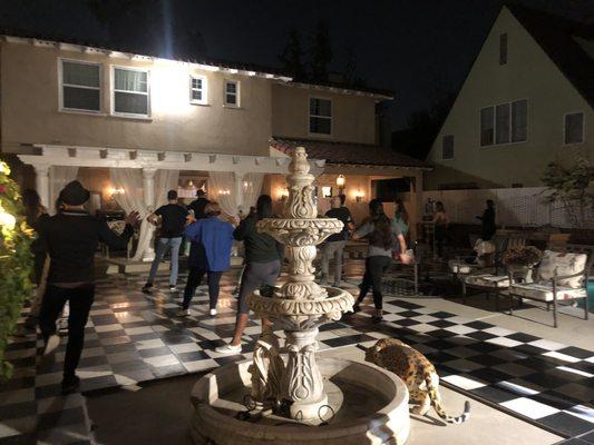 Outdoor dance floor with plenty of dancing and breathing space to learn.