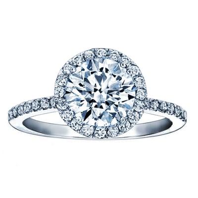 Beautiful round cut diamond halo pave engagement ring!