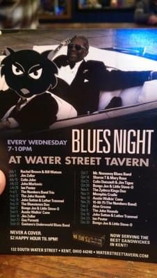 Blues night every Wednesday night.