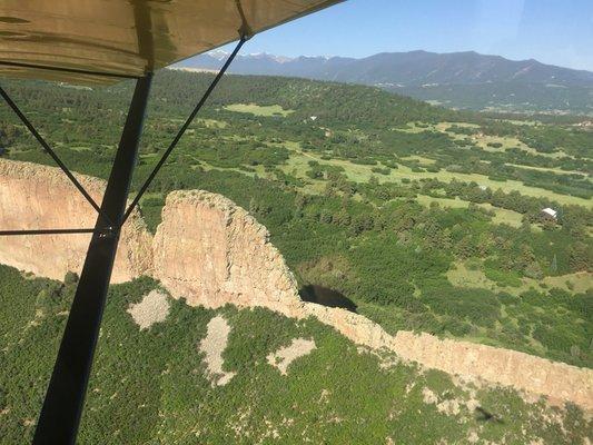 Closer view of Rock walls at Spanish Peaks