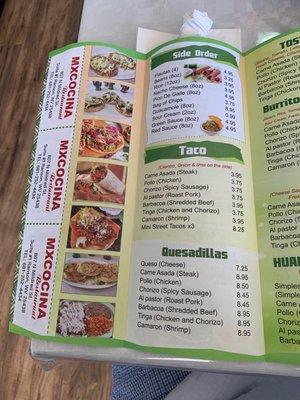 Menu portion and coupons