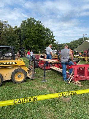 Sawing wood the old way