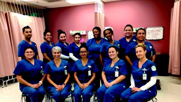 Vocational Nursing students take a moment for a photo in one of our medical classrooms.