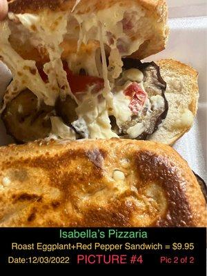 Isabella's Pizzeria, Roasted Eggplant & Red Pepper Sandwich, Italian Food