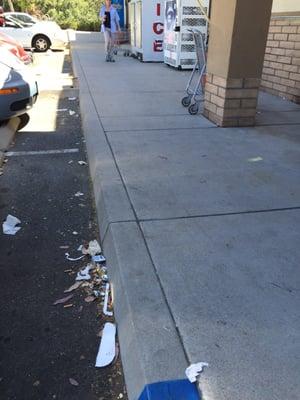 Small sample of the trash throughout the parking facility