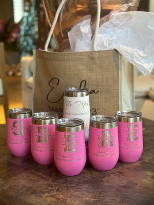 Custom engraved beverage mugs for Bachelorette Party