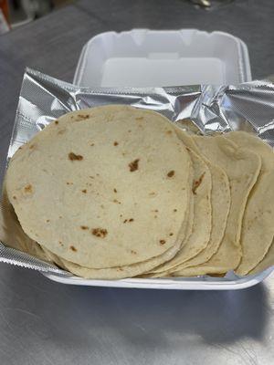 Homemade rolled tortillas.