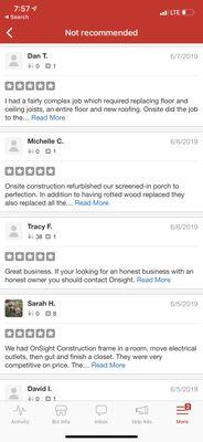 Some of our many five star reviews that are "not recommended"