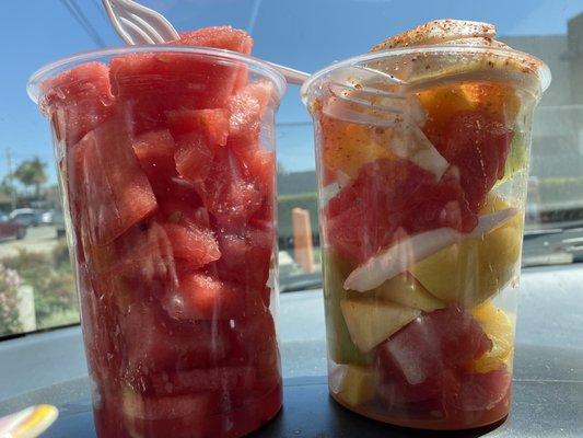 Watermelon cup. Mixed fruit cup no papaya no jicama.