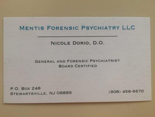 Dr. Nicole Dorio of Mentis Forensic Psychiatry LLC offers forensic psychiatry services in NJ.