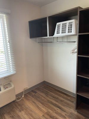 Shelving and storage in room