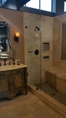 An example of what a bathroom could look like for someone who has more of a rustic or Tuscan taste.