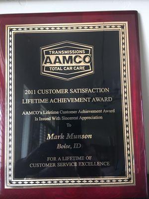 Lifetime customer satisfaction achievement award