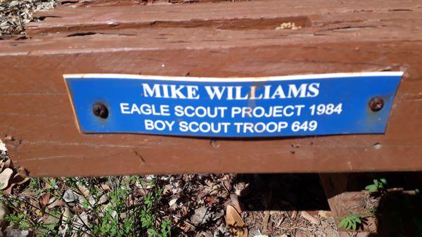 Donated benches and tables. Community history. Several memorials too. See the website to give.