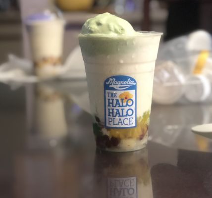 Halo halo with green tea ice cream