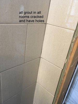 all rooms have grout cracking and holes