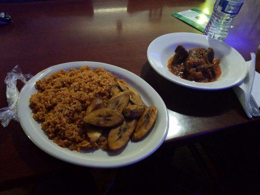 Wollof rice and goat meat.