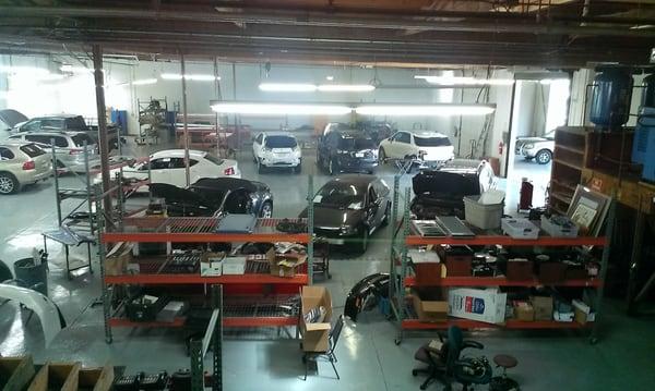 A Superior Collision Shop main auto body repair area