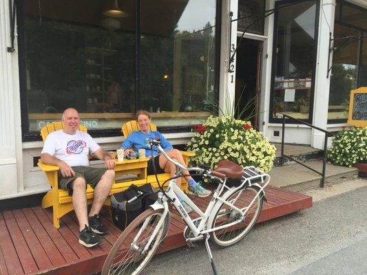 Riding the coast of Nova Scotia with my lovely bride.