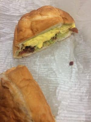 Egg, cheese, bacon, avocado croissant. Awesome!