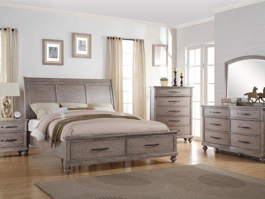 Sleigh Bed with Storage