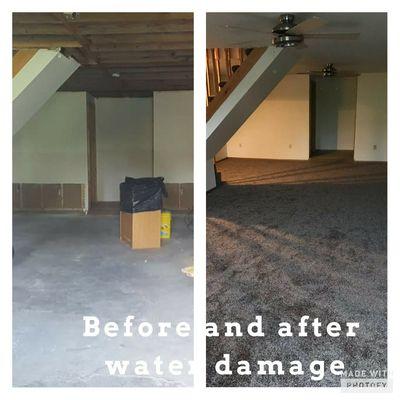 Before and After photo of a water damage