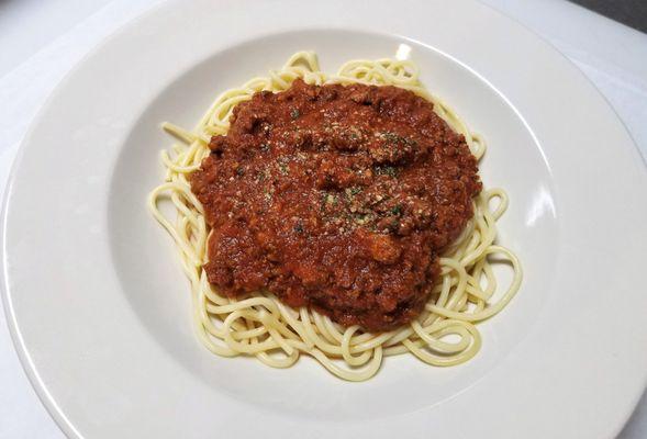 Spaghetti with meat sauce.