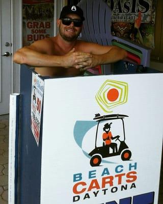 Beach Carts Daytona kiosk located at Oasis tiki bar and grill